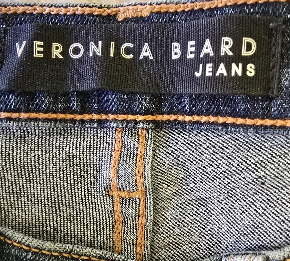 EUC Veronica Beard Skinny Dark Wash Denim Jeans with Side Stripes, Size 28 - Picture 7 of 8